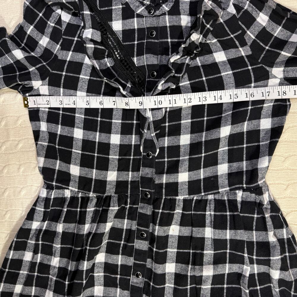 Kate Spade Rustic Buffalo Plaid Pearl Snap Flannel Winter Ruffle Dress S No Belt - Picture 5 of 9